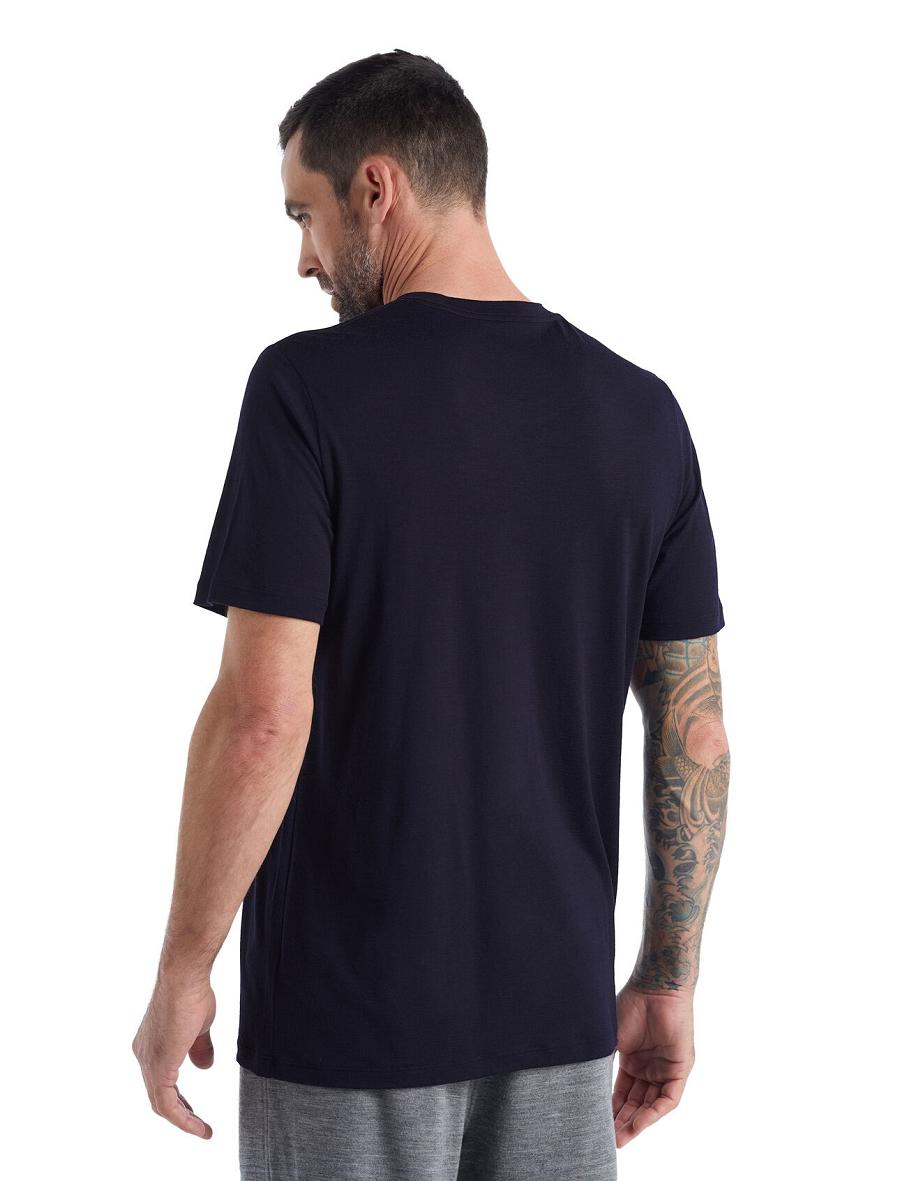 Icebreaker Merino Tech Lite II Rövid Sleeve Tee Férfi Póló Sötétkék | HU 1166ZUTG